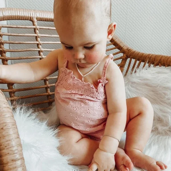 Romper Theresa, roze, broderie