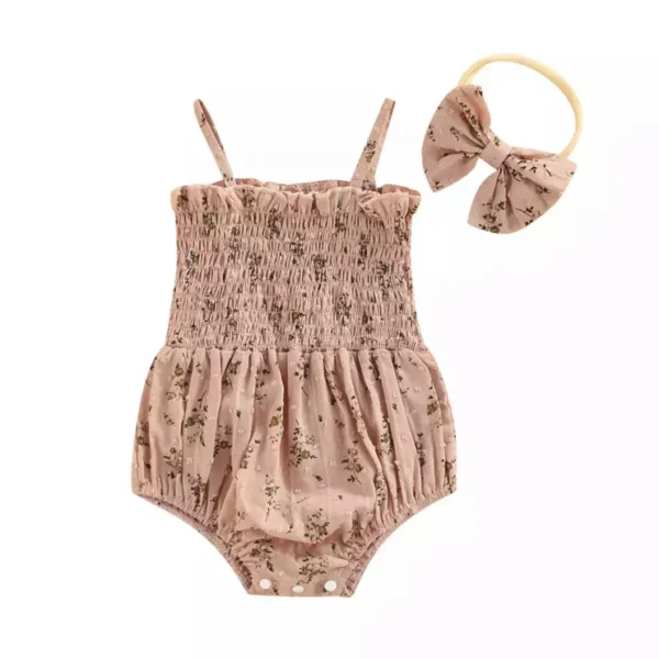 Babyromper Madee, roze, bloemetjes