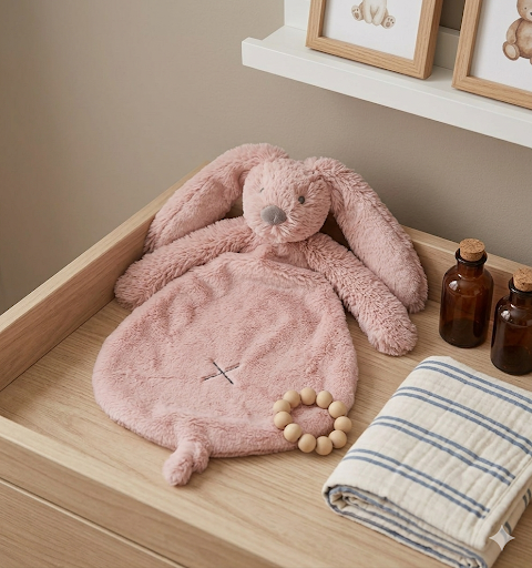 Happy Horse Rabbit Richie knuffeldoekje - Old pink, met naam