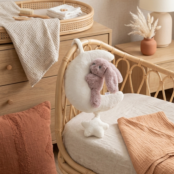 Mini Club muziekmobiel, konijn, roze, slaapliedjes, zachte knuffel