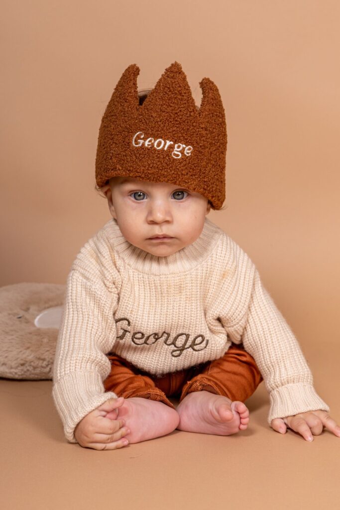 Kroon, verjaardag, verkleden, feestje, personaliseren, naam, 1 jaar, teddy, bruin